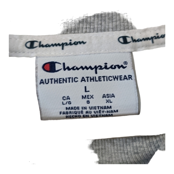 Champion Women's Colorblock Campus Mock Neck Sweatshirt Size L Gray/Red/Blue - Picture 5 of 10